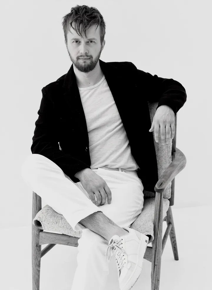Black and white portrait of Michael Rebel